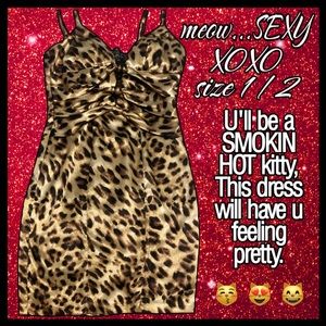 XOXO SEXY but also CLASSY AF TIGHT LEOPARD PRINT MINI DRESS size 1/2